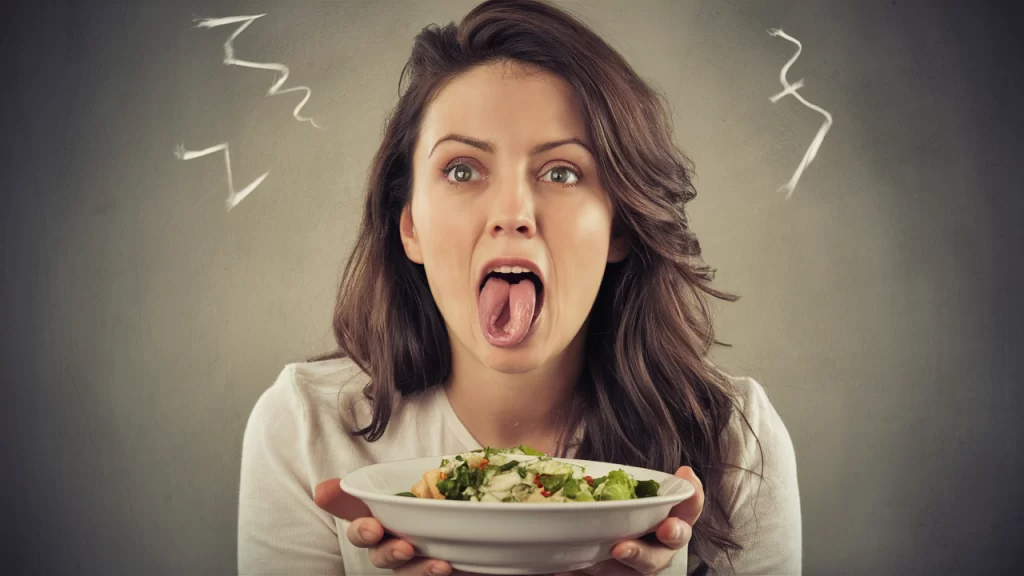 Woman Spitting Food